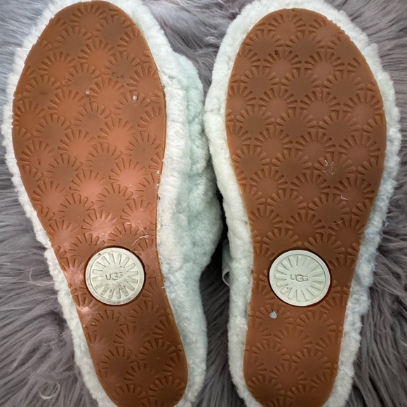UGG Fluff Yeah Slide Slippers Sheepskin Lined Platform Mint Green Sz 9 - Picture 5 of 5